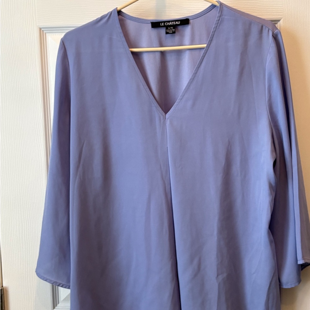 Le Chateau Women's Lavender V-Neck Blouse
